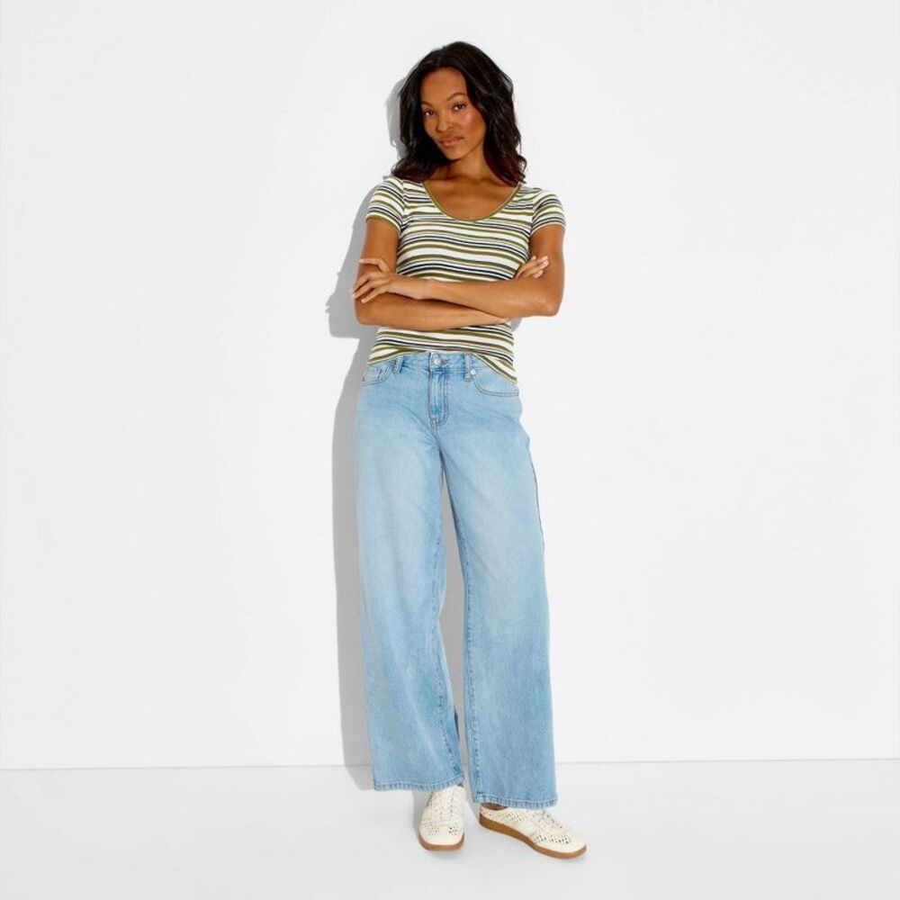 Women's Low-Rise Baggy Curvy Jeans - Wild Fable Blue Denim 6